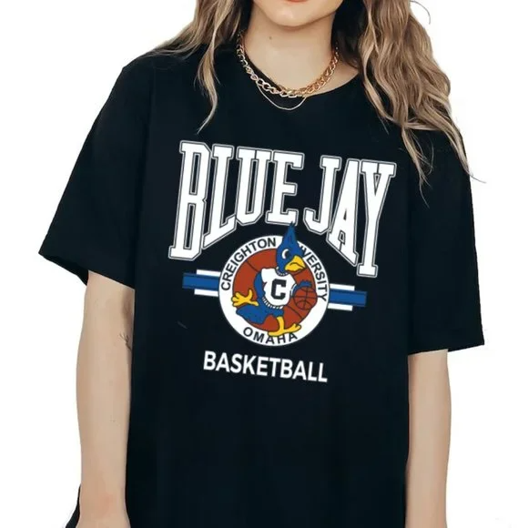 Creighton University Omaha Blue Jays Tee shirt, Unisex Style Black TEE Shirt