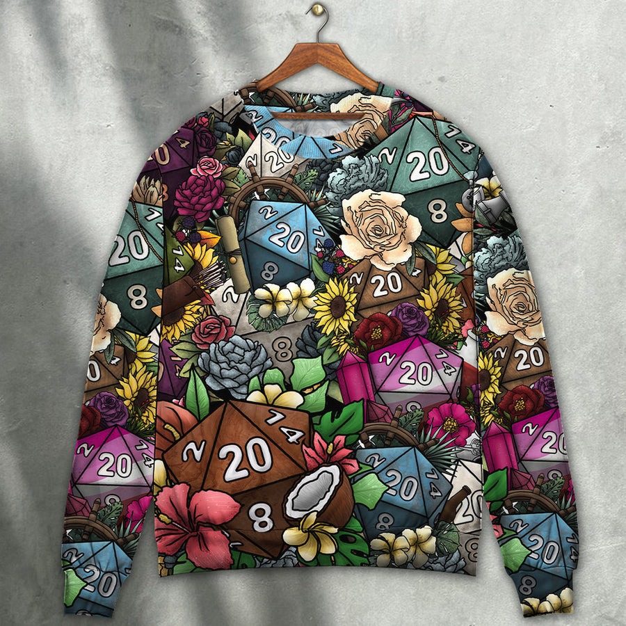 D20 Loves Flowers Hippie Beautiful - Sweater - Ugly Christmas Sweaters