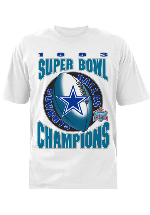 DALLAS COWBOYS WHITE SB XVII 93 SHORT SLEEVE T SHIRT