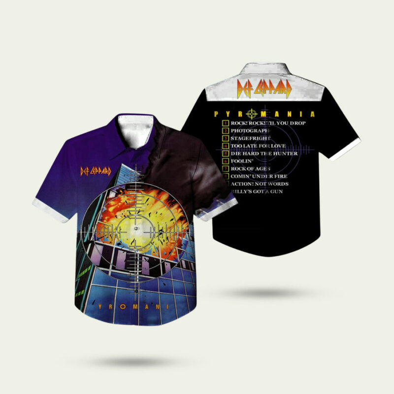 DEF LEPPARD PYROMANIA ALBUM COVER HAWAIIAN SHIRT