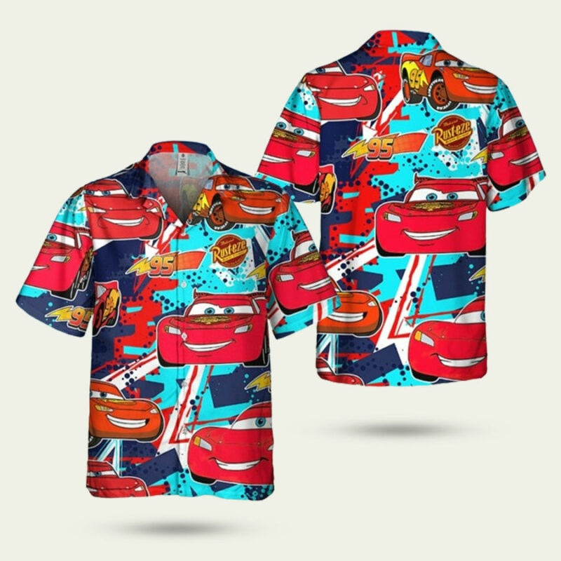 DISNEY CARS RUSTEZE LIGHTNING MCQUEEN FUNNY HAWAIIAN SHIRT