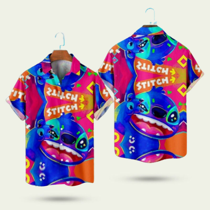 DISNEY LILO AND STITCH HAPPY STITCH HAWAIIAN SHIRT