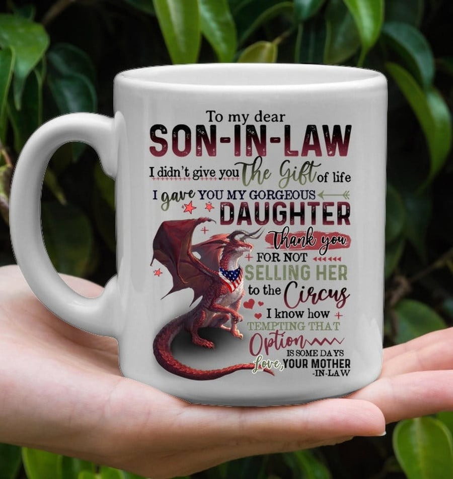 DRAGON TO MY SON-IN-LAW PERFECT GIFT FOR SON-IN-LAW FROM MOTHER-IN-LAW, DRAGON MUG