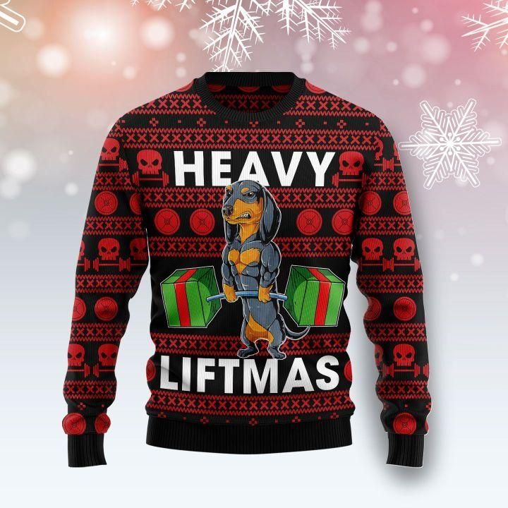 Dachshund Heavy Liftmas Ugly Christmas Sweater