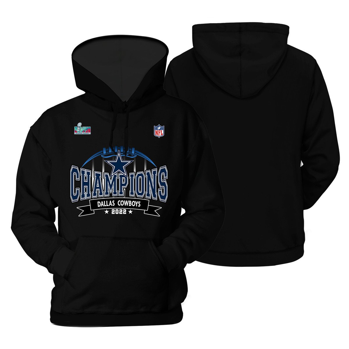 Dallas Cowboys Champions Background Print  Unisex Pullover Hoodie