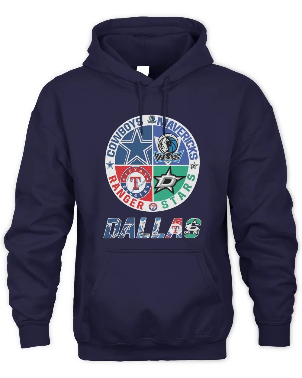 Dallas Cowboys Dallas Mavericks Dallas Stars and Texas Rangers Unisex Hoodie-Navy