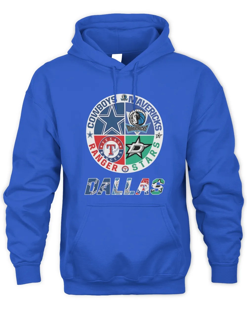 Dallas Cowboys Dallas Mavericks Dallas Stars and Texas Rangers Unisex Hoodie-Royal