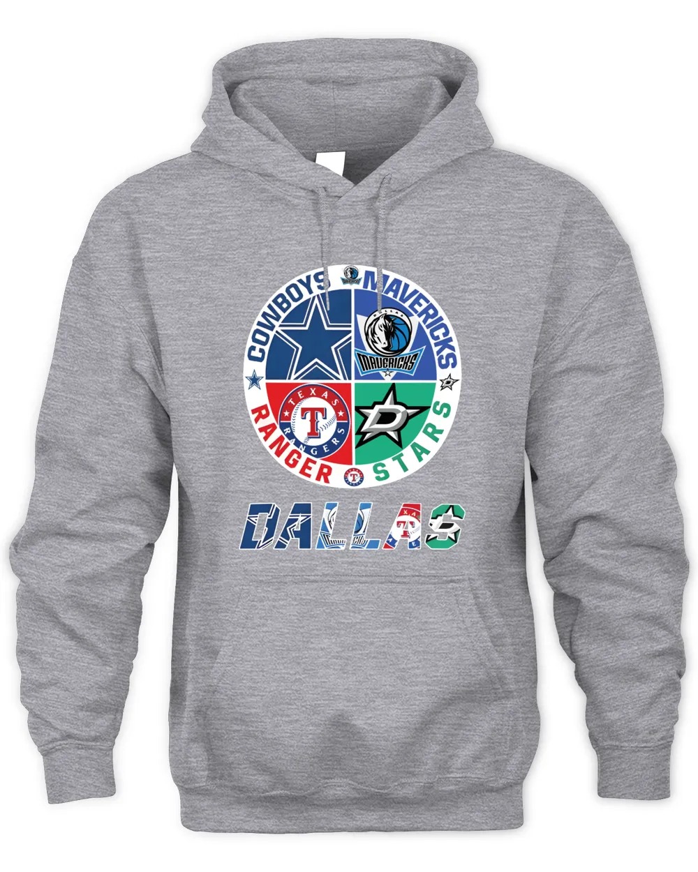 Dallas Cowboys Dallas Mavericks Dallas Stars and Texas Rangers Unisex Hoodie-Sport Grey