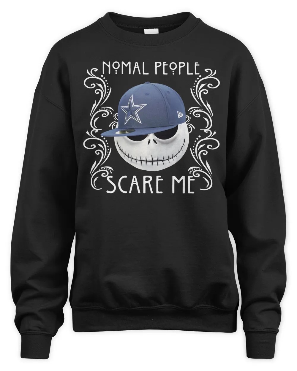 Dallas Cowboys Jack Skellington Normal People Scare Me Sweatshirt -Black