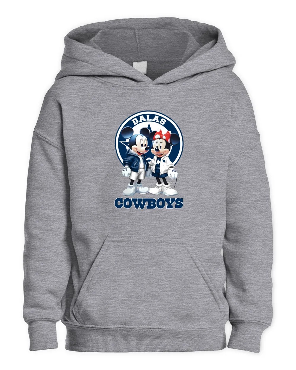 Dallas Cowboys Mickey and Minnie Mouse Unisex Hoodie-Sport Grey