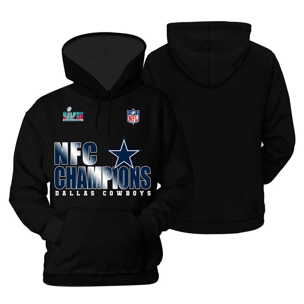 Dallas Cowboys Nfc Champions Super Bowl Print  Unisex Pullover Hoodie