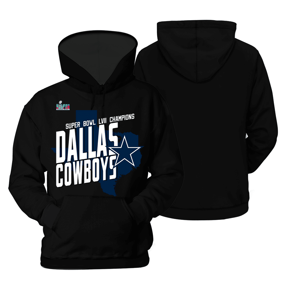 Dallas Cowboys Super Bowl Map Print  Unisex Pullover Hoodie