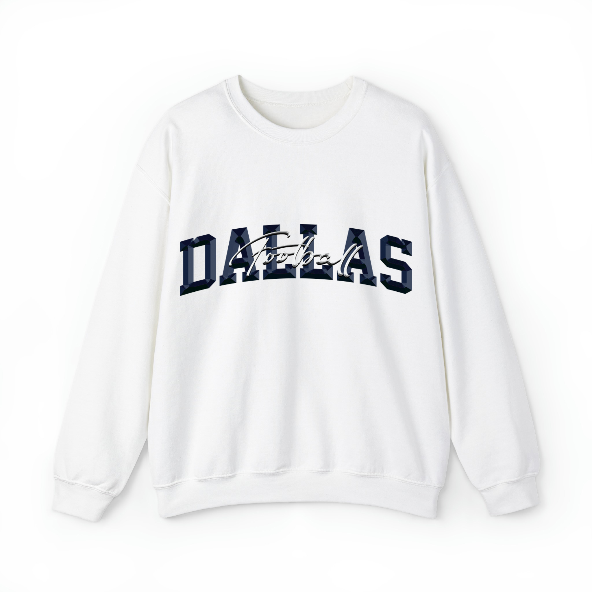 Dallas Football 3D Chrome Unisex Sweatshirt- White