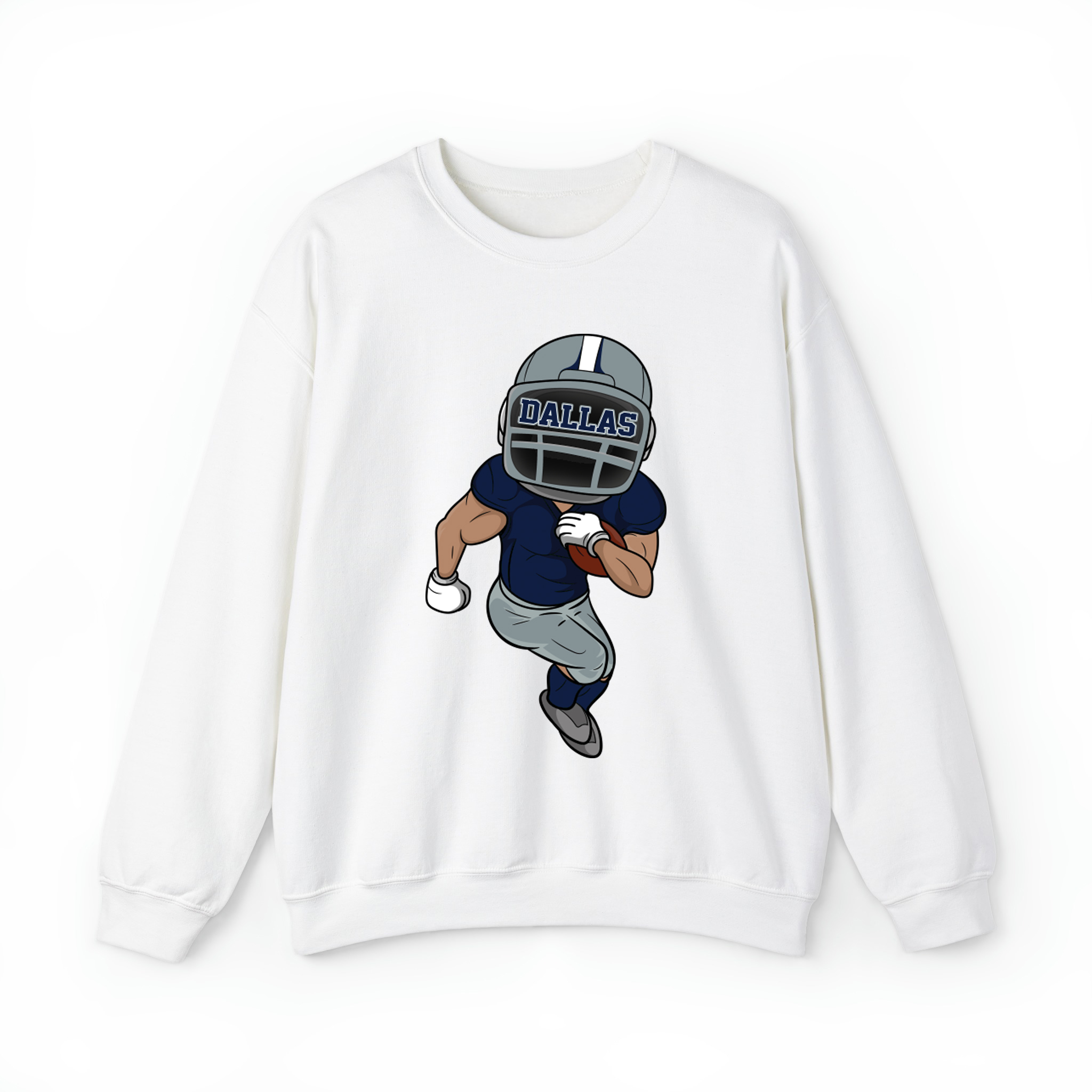 Dallas Football Player Team Colors Unisex Sweatshirt- White