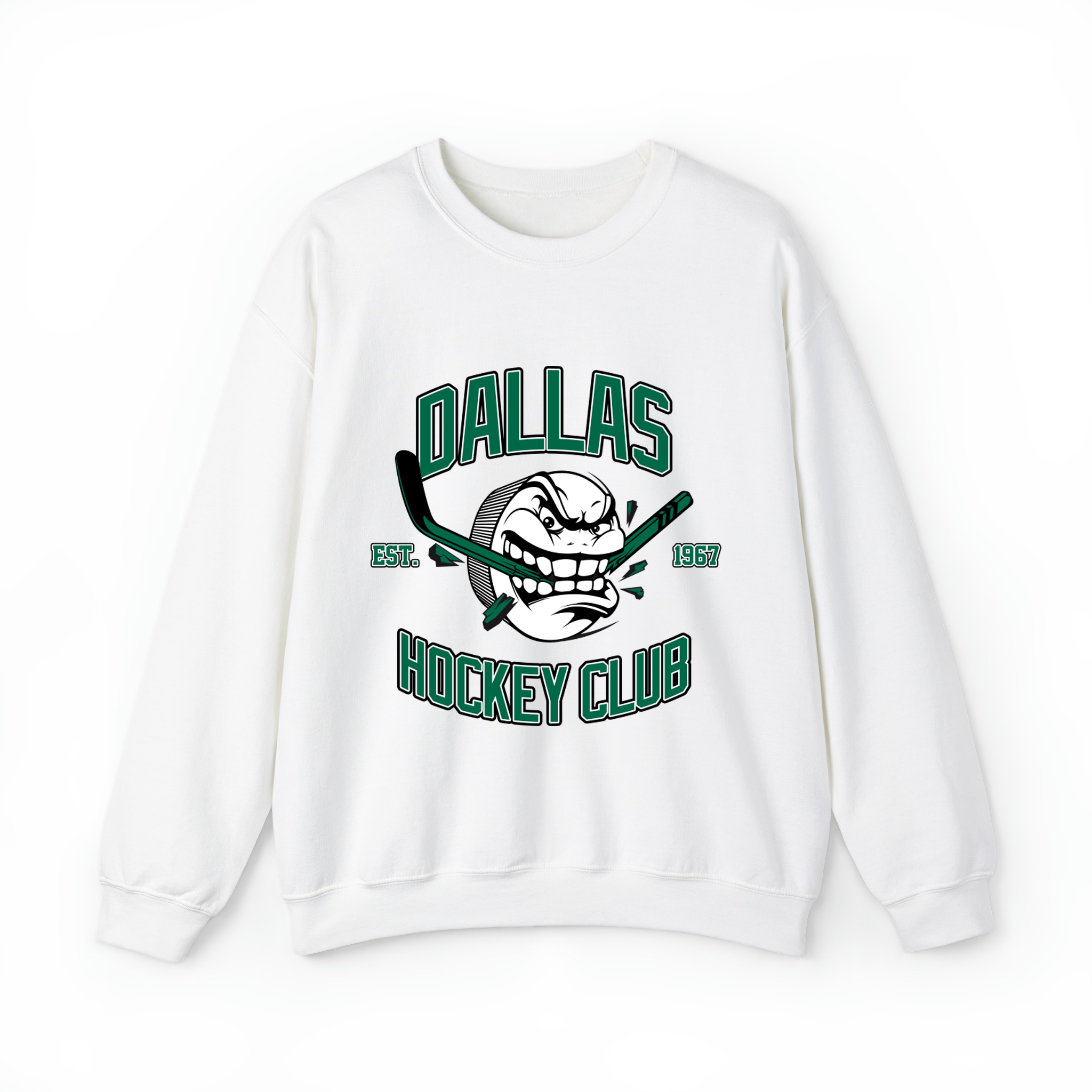 Dallas Hockey Club - Angry Puck Design Unisex Sweatshirt- White