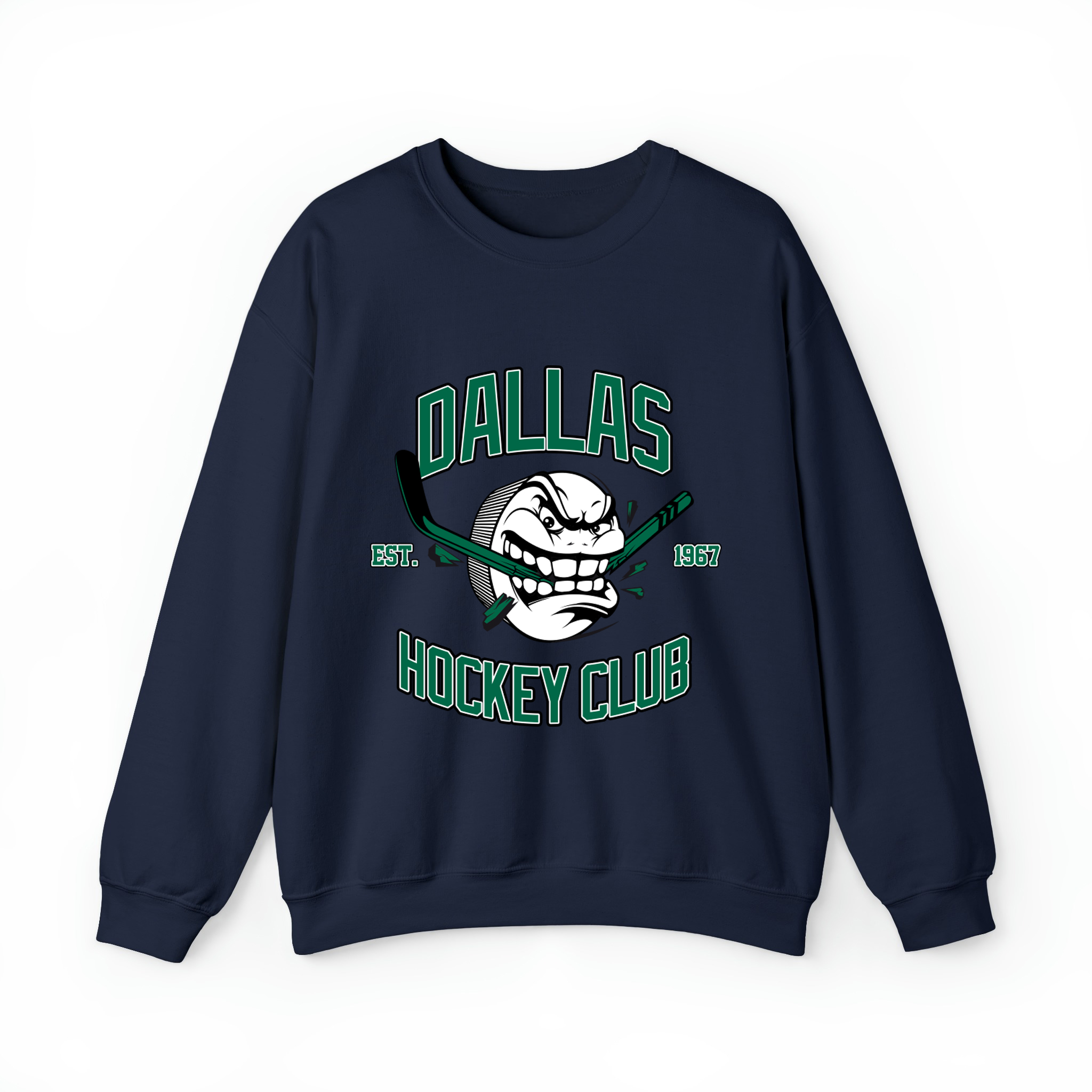 Dallas Hockey Club - Angry Puck Design Unisex Sweatshirt-Navy