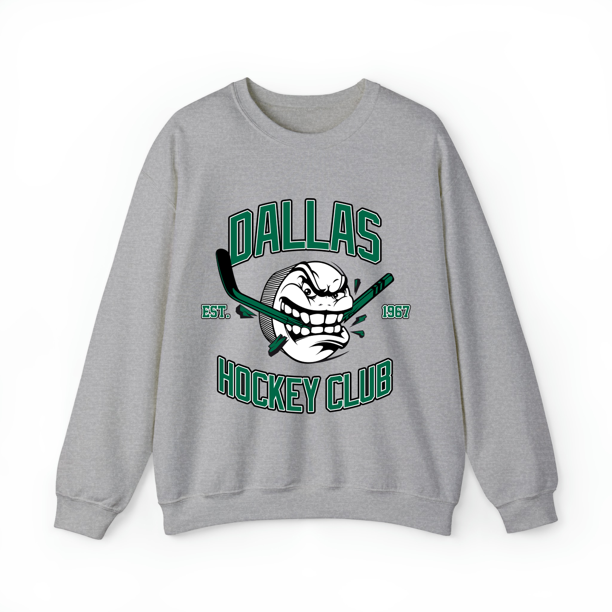 Dallas Hockey Club - Angry Puck Design Unisex Sweatshirt-Sport Grey