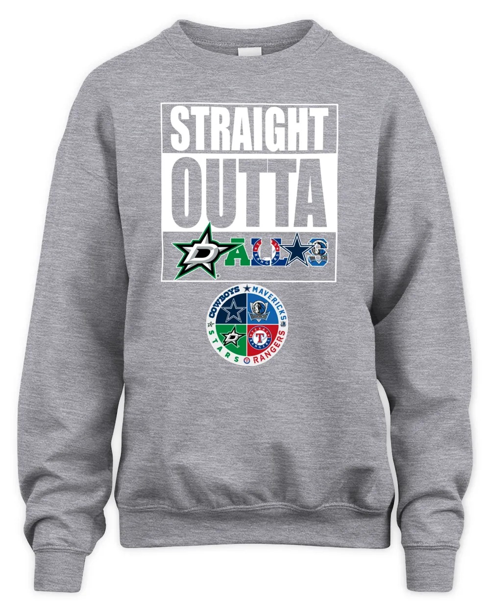 Dallas Sport Team Cowboys x Mavericks x Rangers and Stars Unisex Sweatshirt-Sport Grey