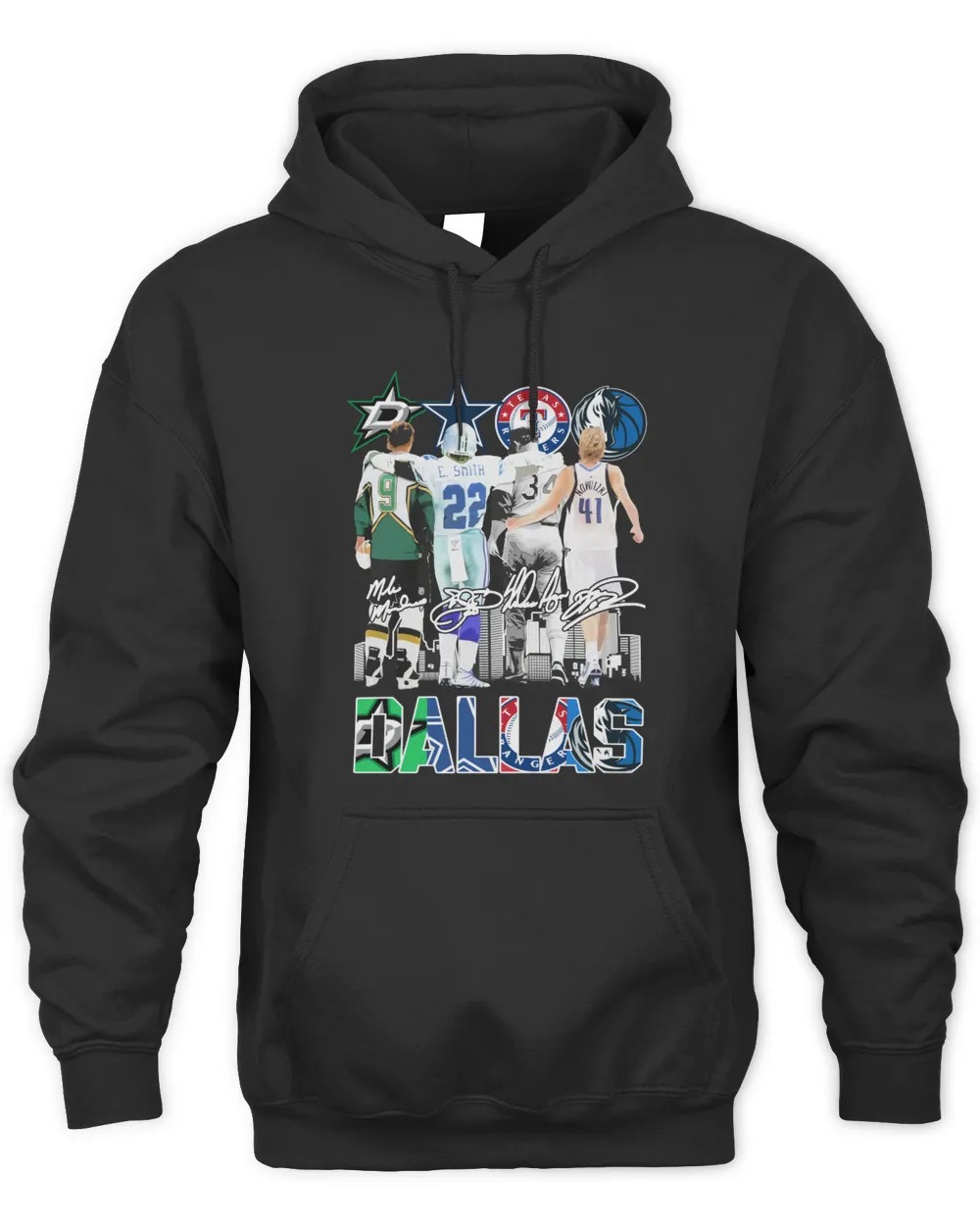 Dallas Stars Dallas Cowboys Texas Rangers Dallas Mavericks Unisex Hoodie-Black