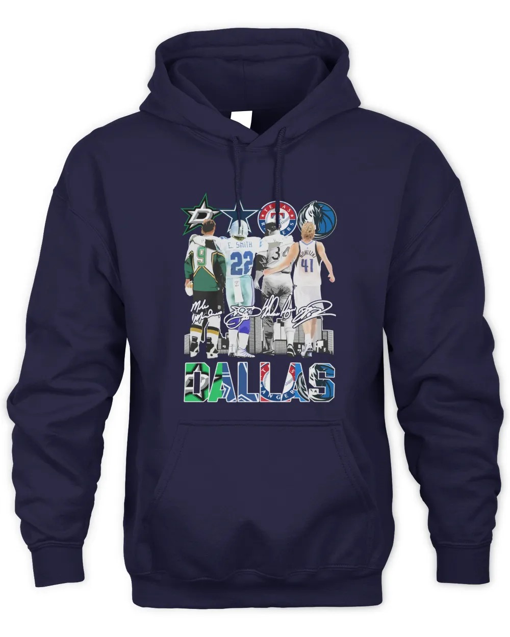 Dallas Stars Dallas Cowboys Texas Rangers Dallas Mavericks Unisex Hoodie-Navy