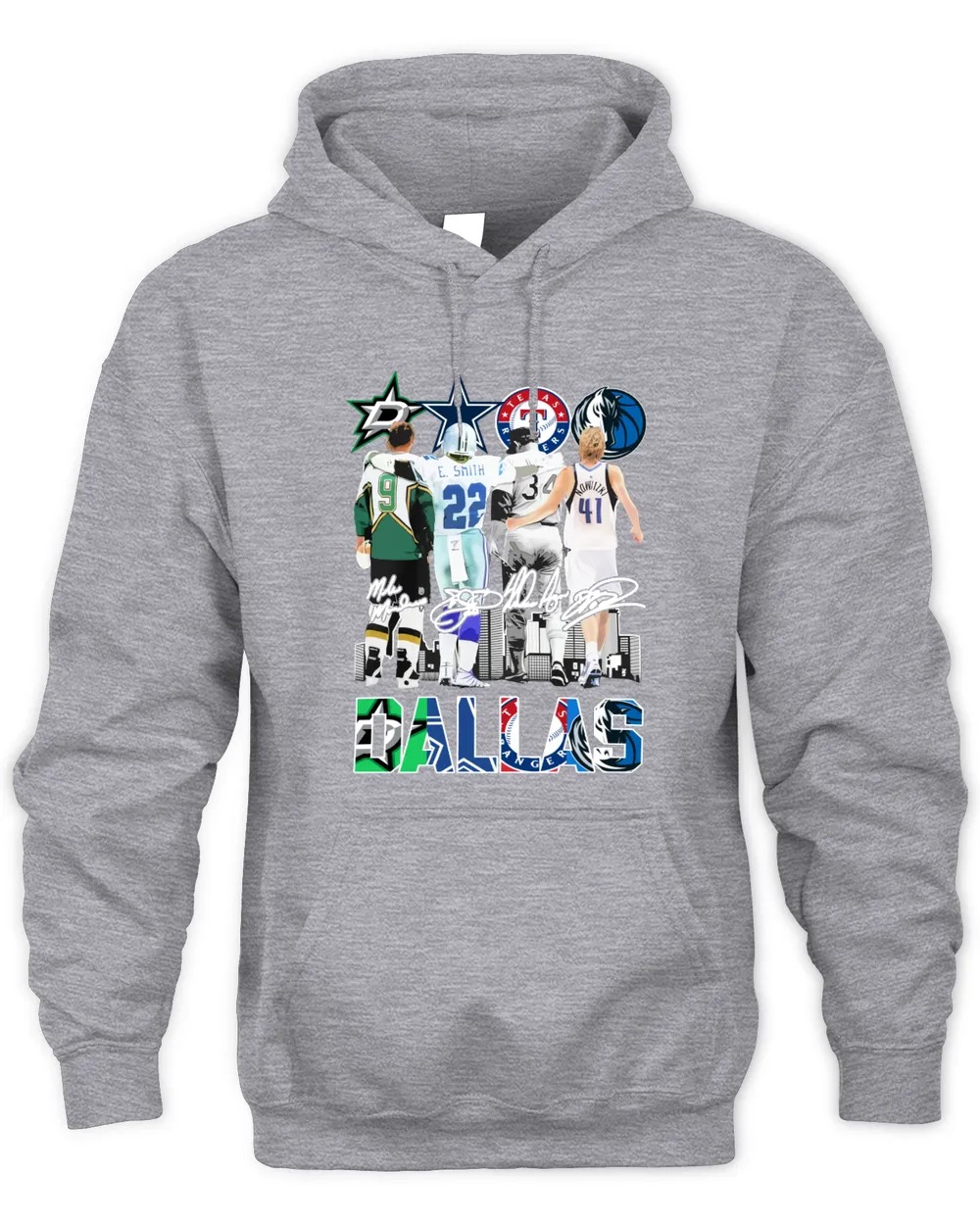 Dallas Stars Dallas Cowboys Texas Rangers Dallas Mavericks Unisex Hoodie-Sport Grey