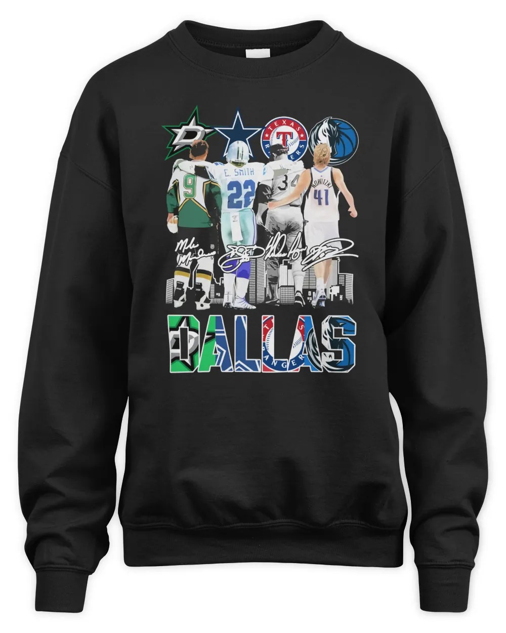 Dallas Stars Dallas Cowboys Texas Rangers Dallas Mavericks Unisex Sweatshirt-Black