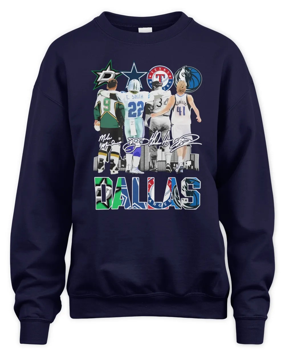 Dallas Stars Dallas Cowboys Texas Rangers Dallas Mavericks Unisex Sweatshirt-Navy