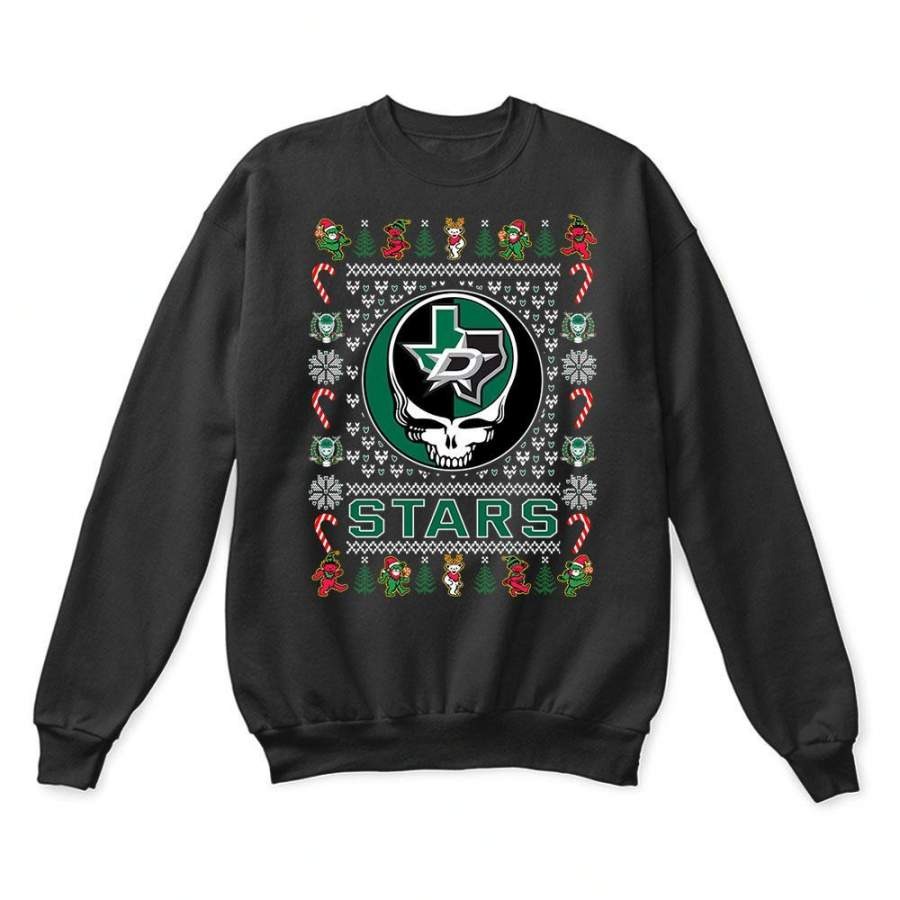 Dallas Stars x Grateful Dead Christmas Ugly Sweatshirt-Black