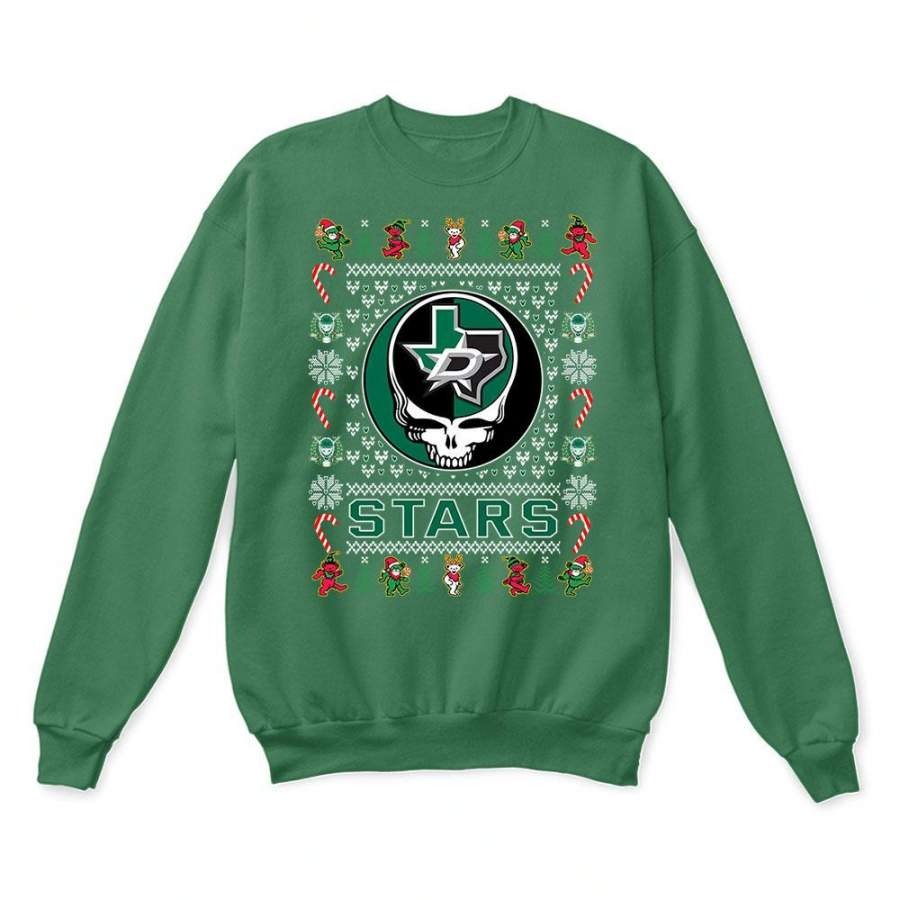 Dallas Stars x Grateful Dead Christmas Ugly Sweatshirt-Green