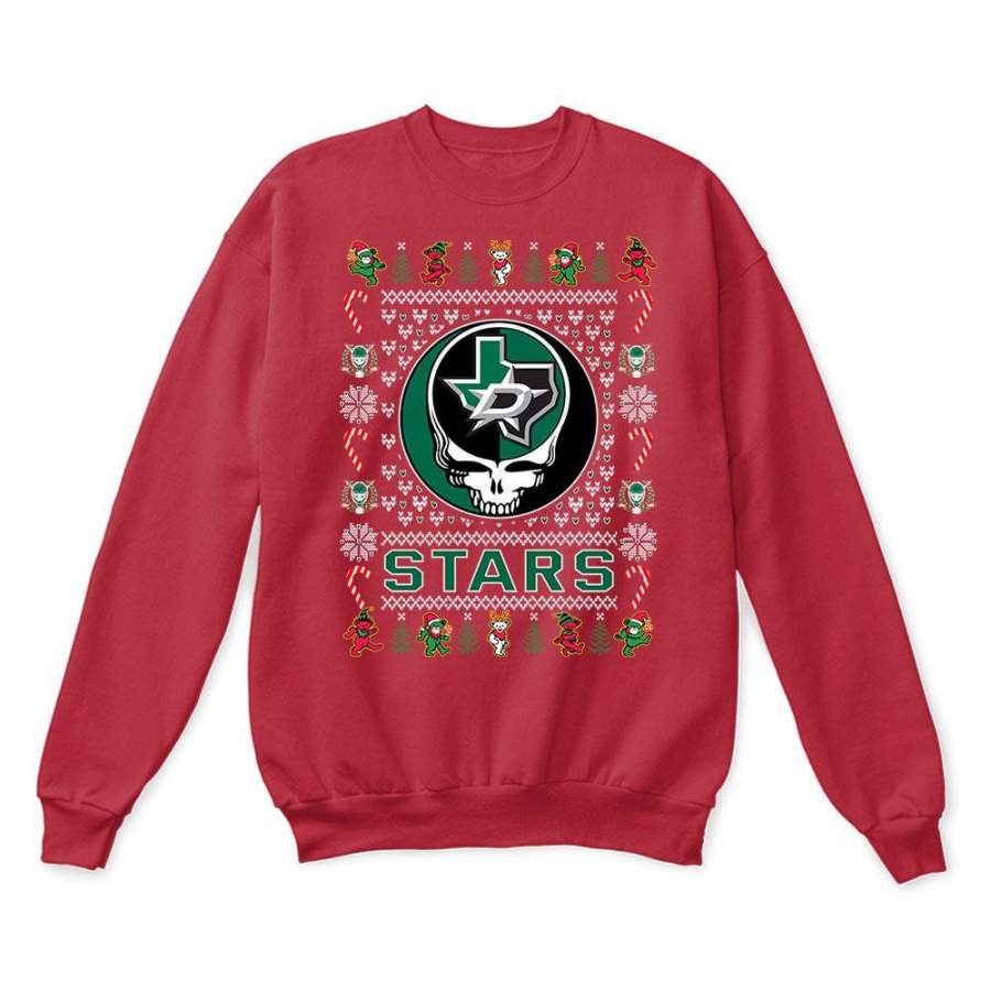 Dallas Stars x Grateful Dead Christmas Ugly Sweatshirt-Red