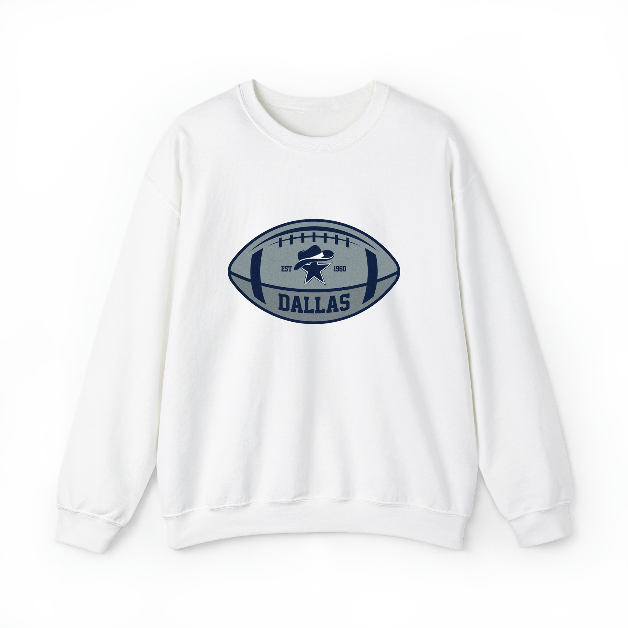 Dallas Team Colors Football Unisex Sweatshirt- White