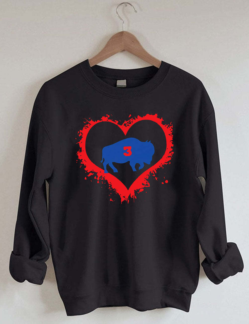 Damar Hamlin Heart 3 Football Unisex Sweatshirt Black