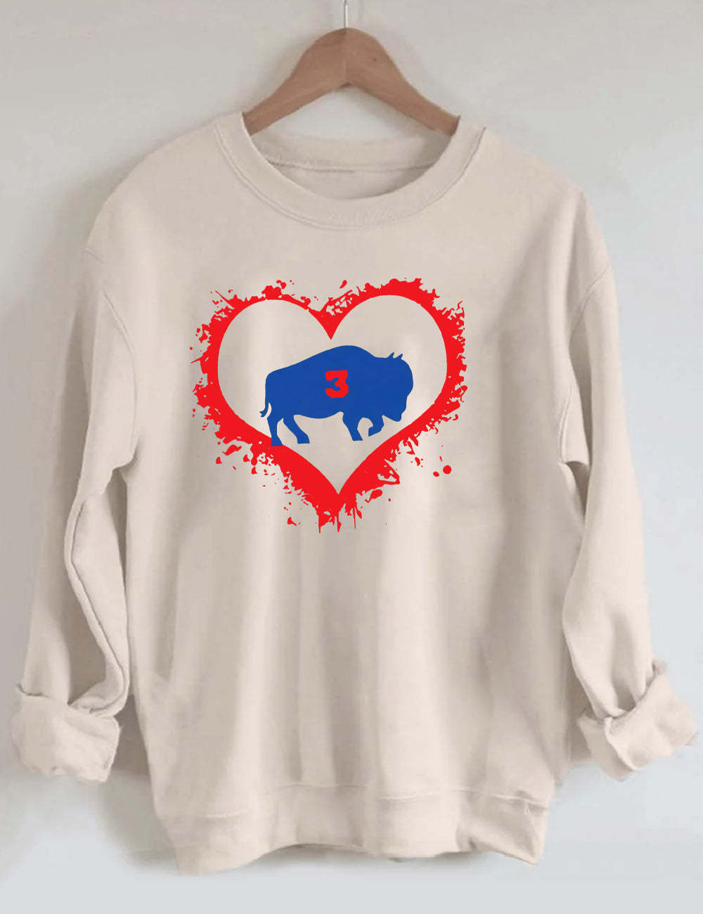 Damar Hamlin Heart 3 Football Unisex Sweatshirt Sand