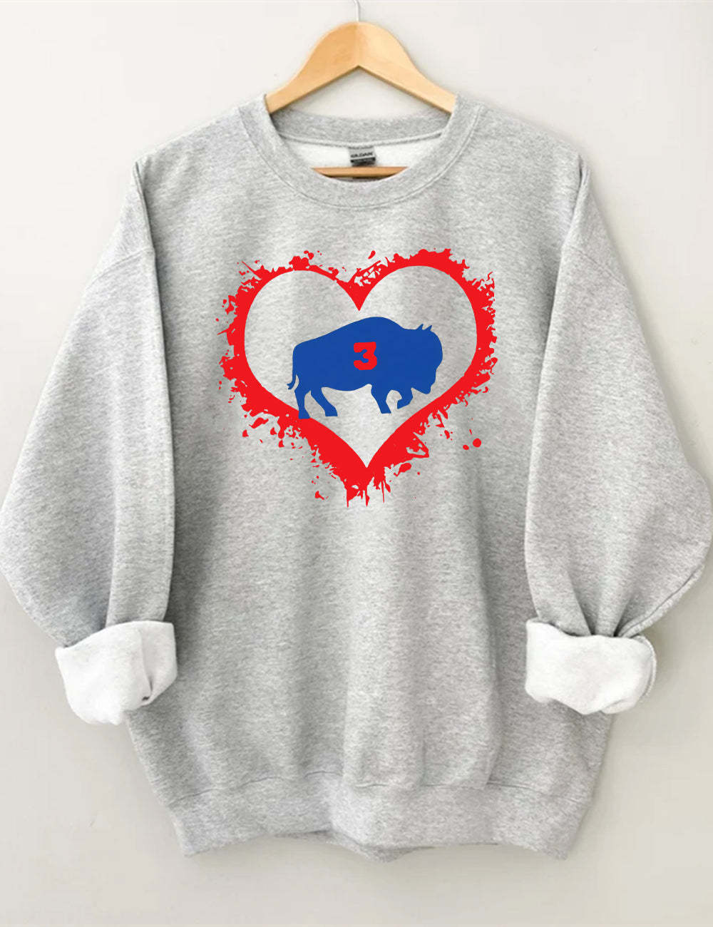 Damar Hamlin Heart 3 Football Unisex Sweatshirt Sport Grey