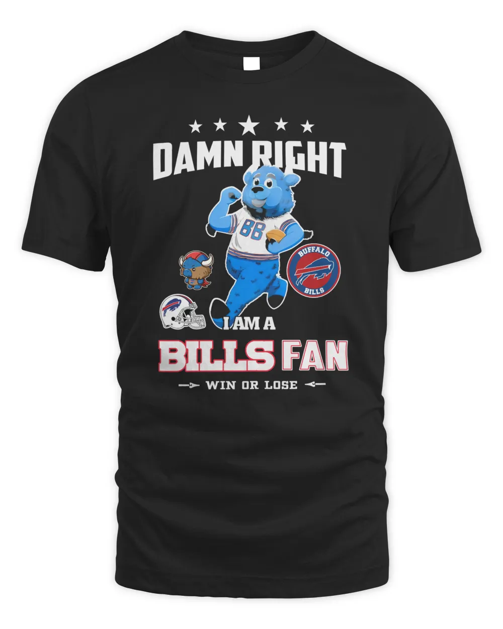 Damn Right I Am A Mascot Buffalo Bills Mascot Fan Win Or Lose Shirt Black