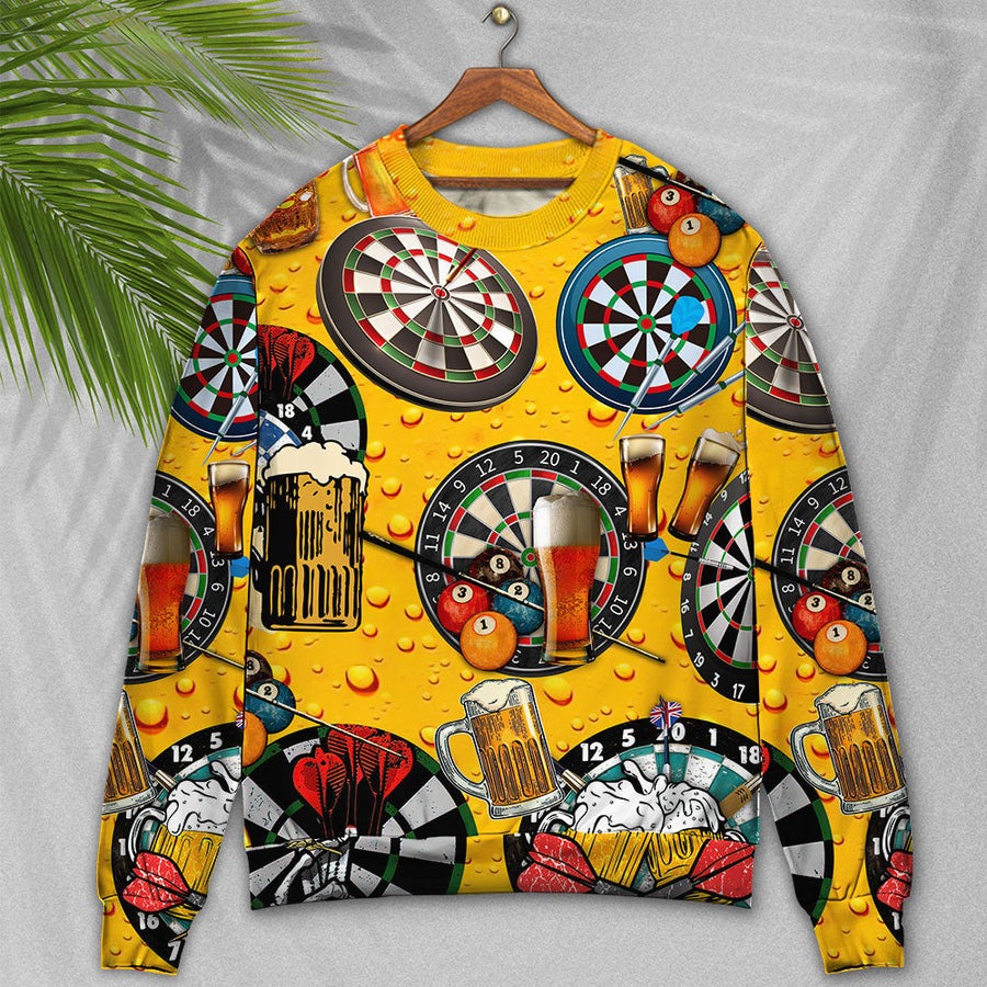 Dart And Beer Love Life Stle - Sweater - Ugly Christmas Sweaters