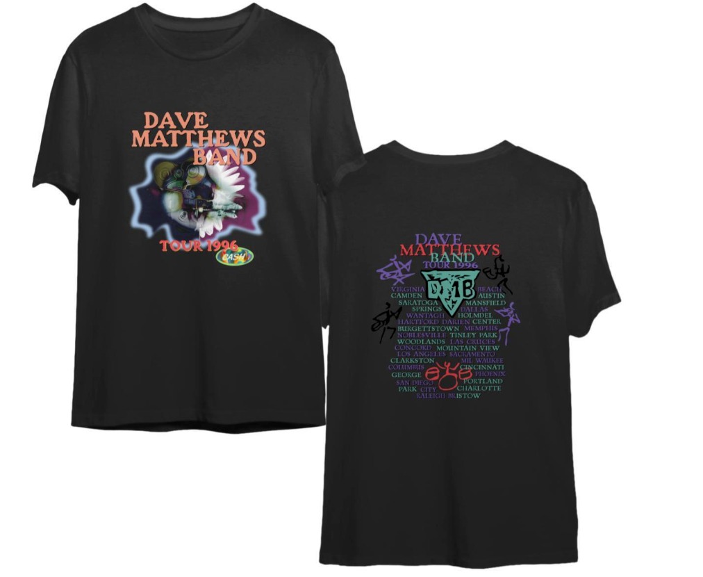 Dave Matthews Band Tour 1996 T Shirt, Dave Matthews Crash Tour Concert Shirt