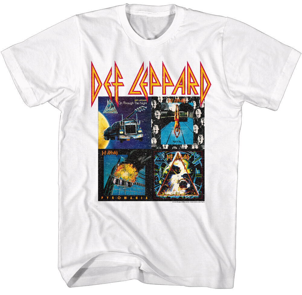 Def Leppard 4 Different 80's Album Covers Men's T Shirt Rock Music Tour Merch