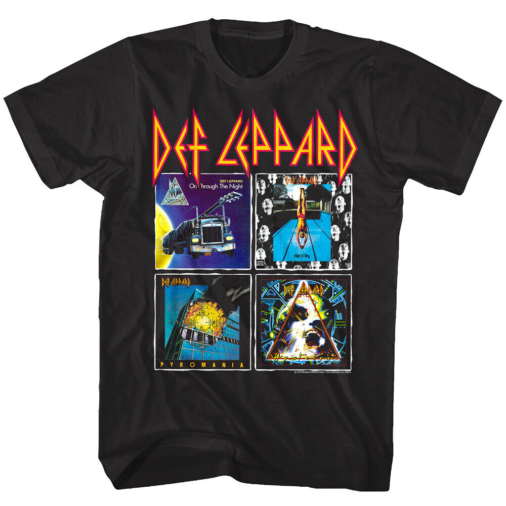 Def Leppard 80s Album Covers Men's T Shirt Glam Hair Rock Band Concert Merch Top