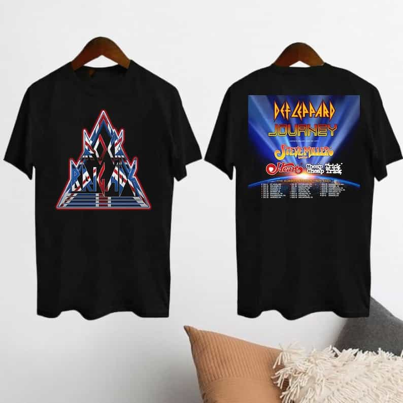 Def Leppard Graphic Shirt, Def Leppard And Journey Summer Stadium Tour 2024 Unisex T Shirt Black