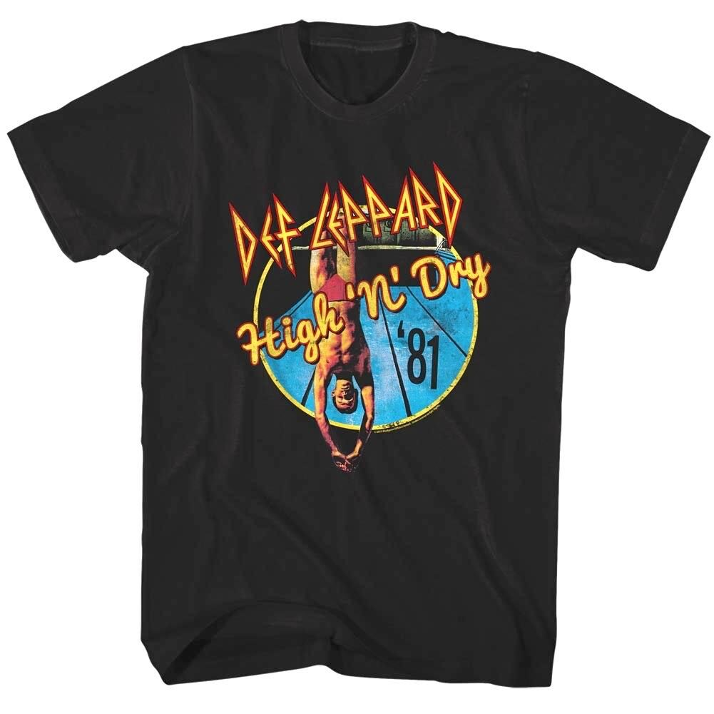 Def Leppard Shirt High n Dry 1981 Album Cover Men's T shirt Rock Band Tour Music