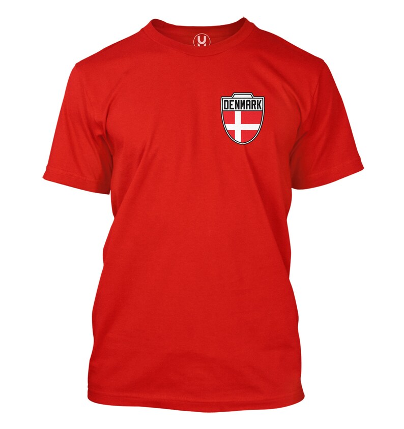 Denmark Soccer Crest Men's T-Shirt - Country Pride Proud Heritage Nationality Compete World Competition Represent Futbol Sports