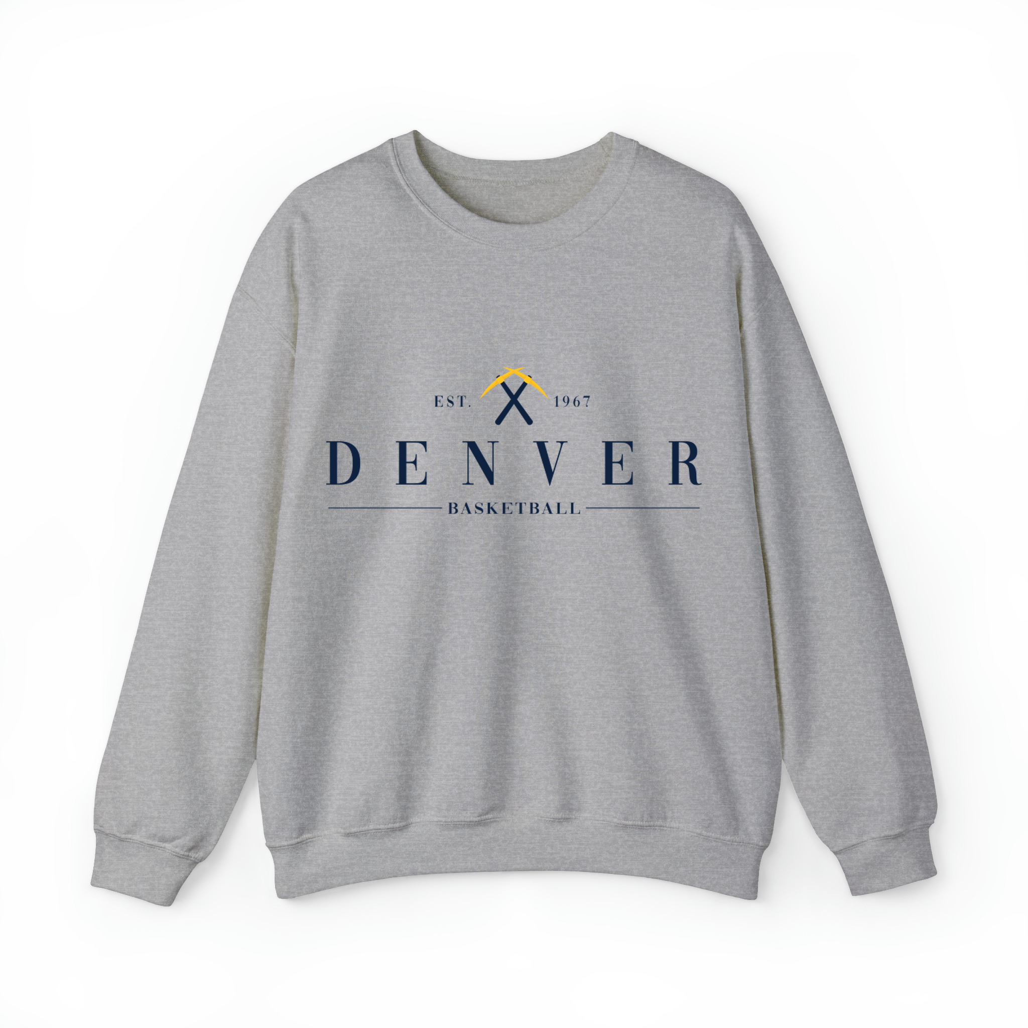 Denver Basketball - Minimal Basketball Design Unisex Sweatshirt-Sport Grey