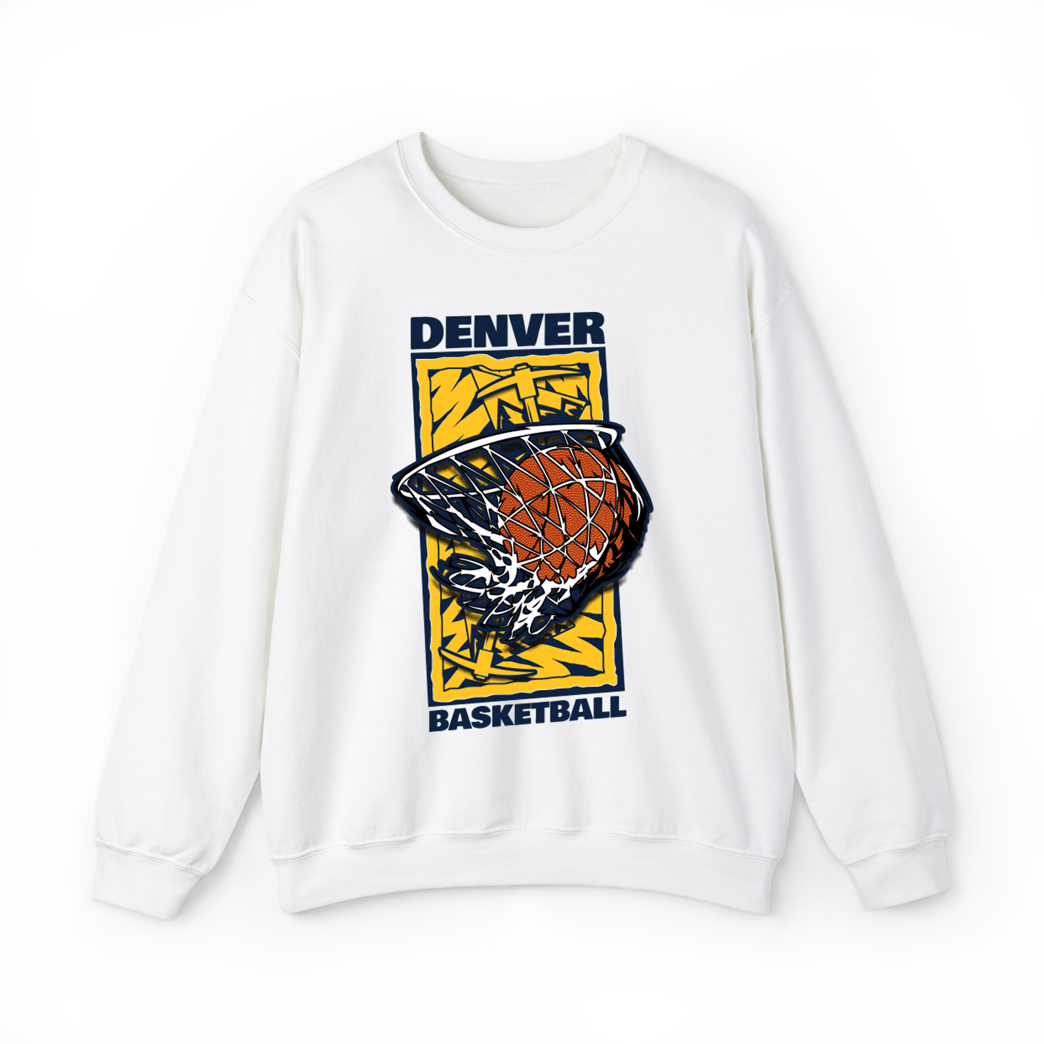 Denver Basketball 90s Style Unisex Sweatshirt- White