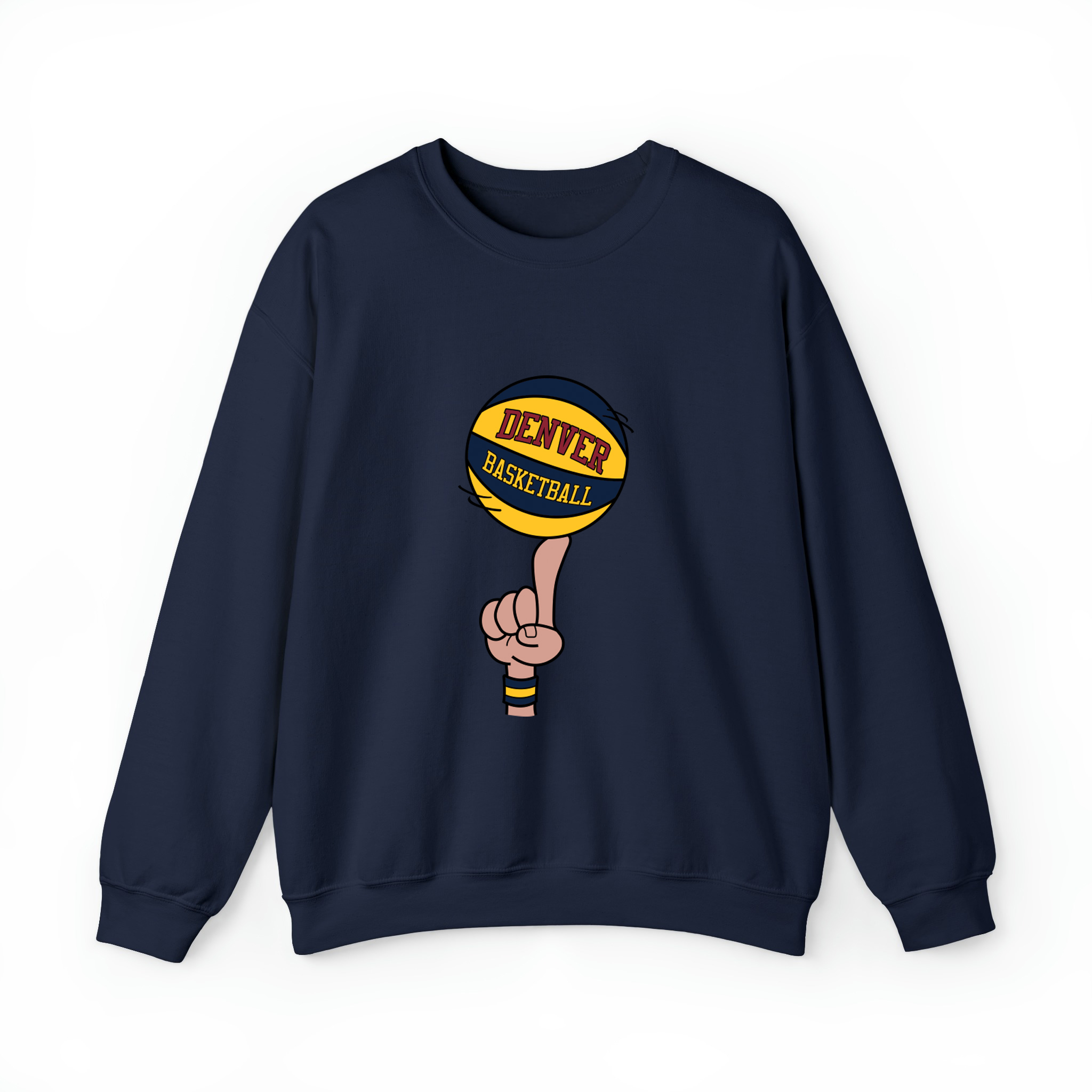 Denver Basketball Finger Spin Unisex Sweatshirt-Navy