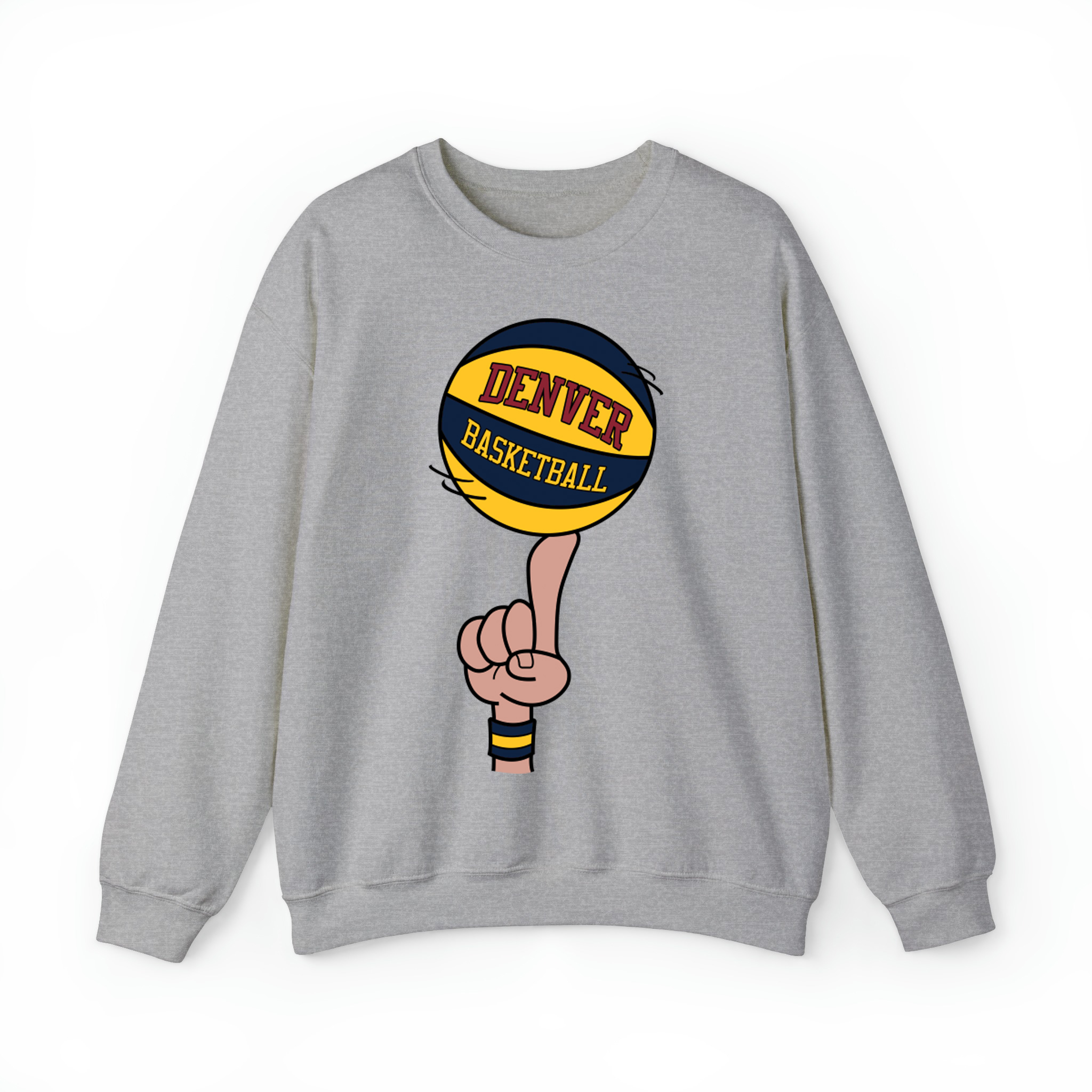 Denver Basketball Finger Spin Unisex Sweatshirt-Sport Grey