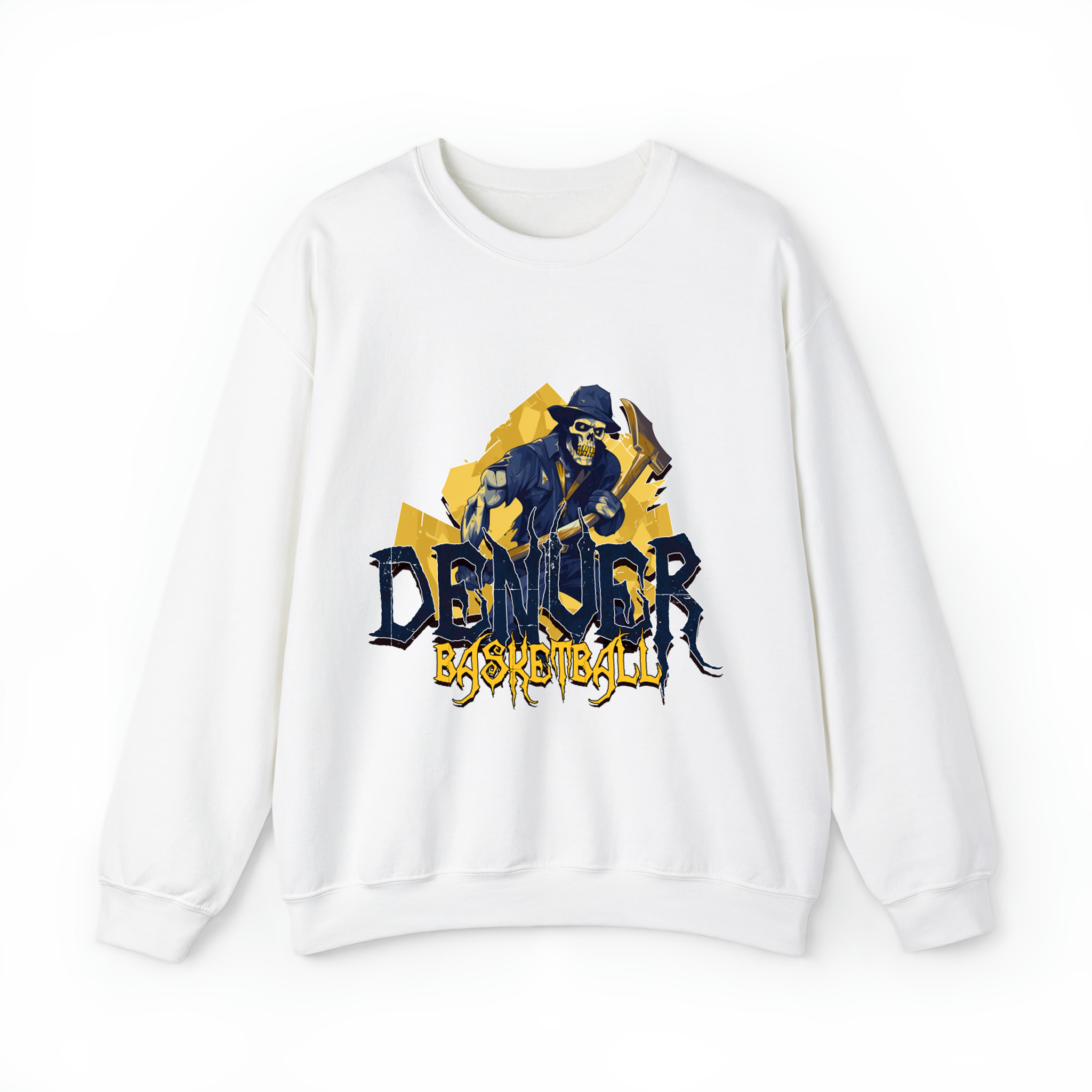 Denver Basketball Halloween Unisex Sweatshirt- White