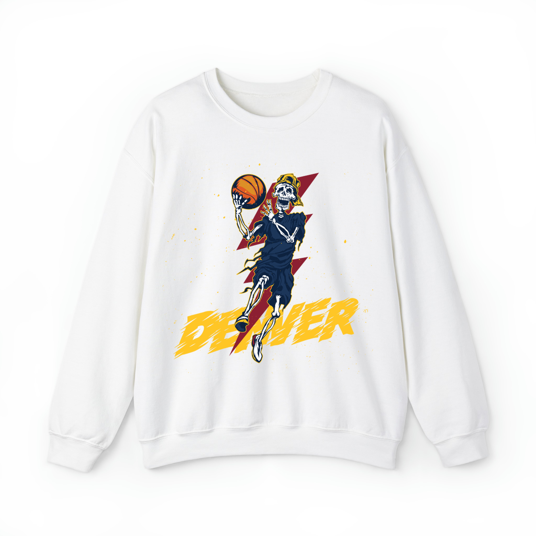 Denver Basketball Skeleball Unisex Sweatshirt- White