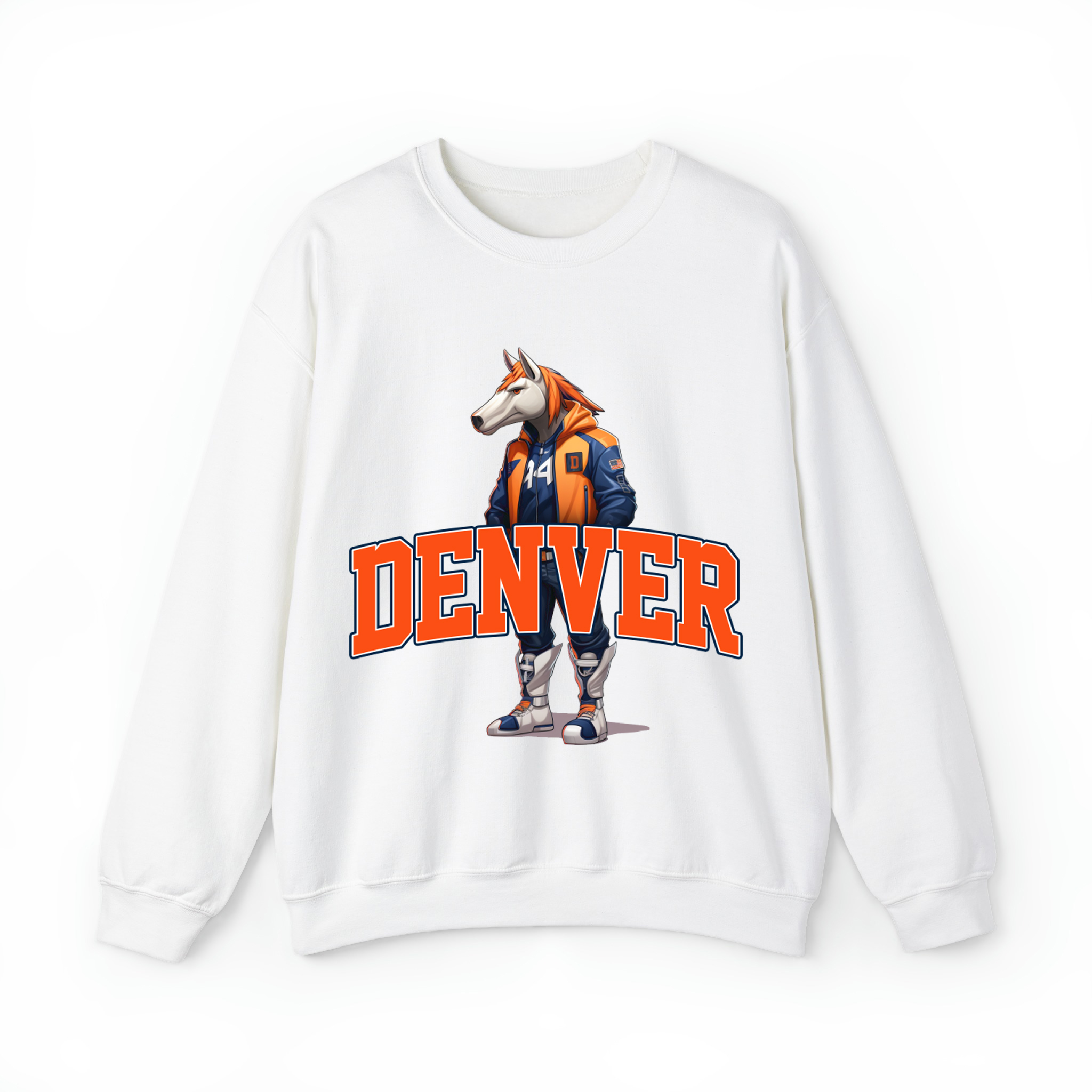 Denver Football - Hype Beast Mascot Unisex Sweatshirt- White