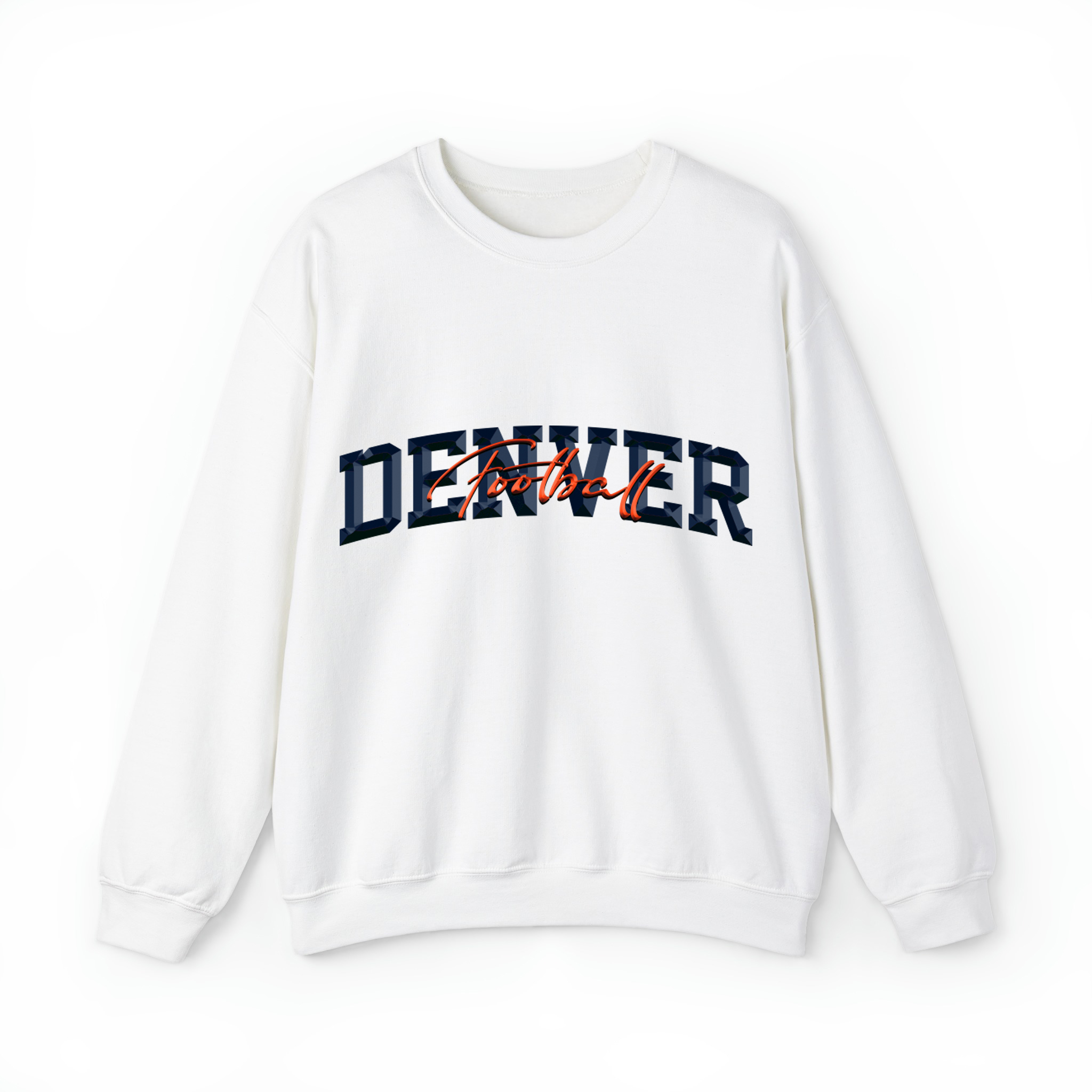 Denver Football 3D Chrome Unisex Sweatshirt- White